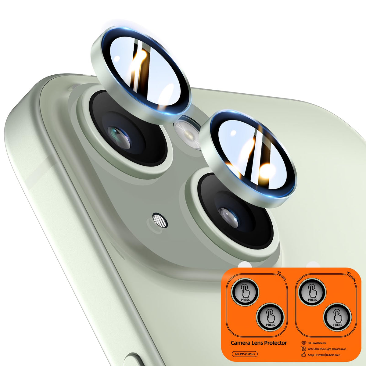TOCOL Camera Lens Protector for iPhone 17 Tempered Glass HD Individual Scratch Resistant Camera Cover Accessories Case Friendly 2 Pack（Clear）