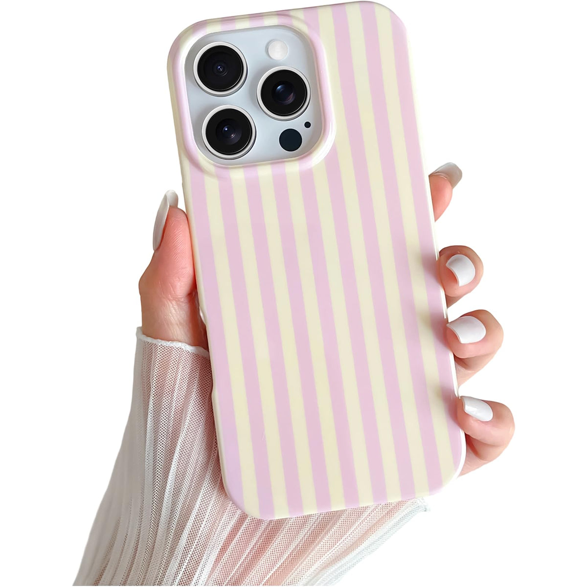 Yeddabox for iPhone 17 Pro Max Case Cute Striped Phone Case Soft TPU Slim Shockproof Phone Cover for Women Girls, Pink