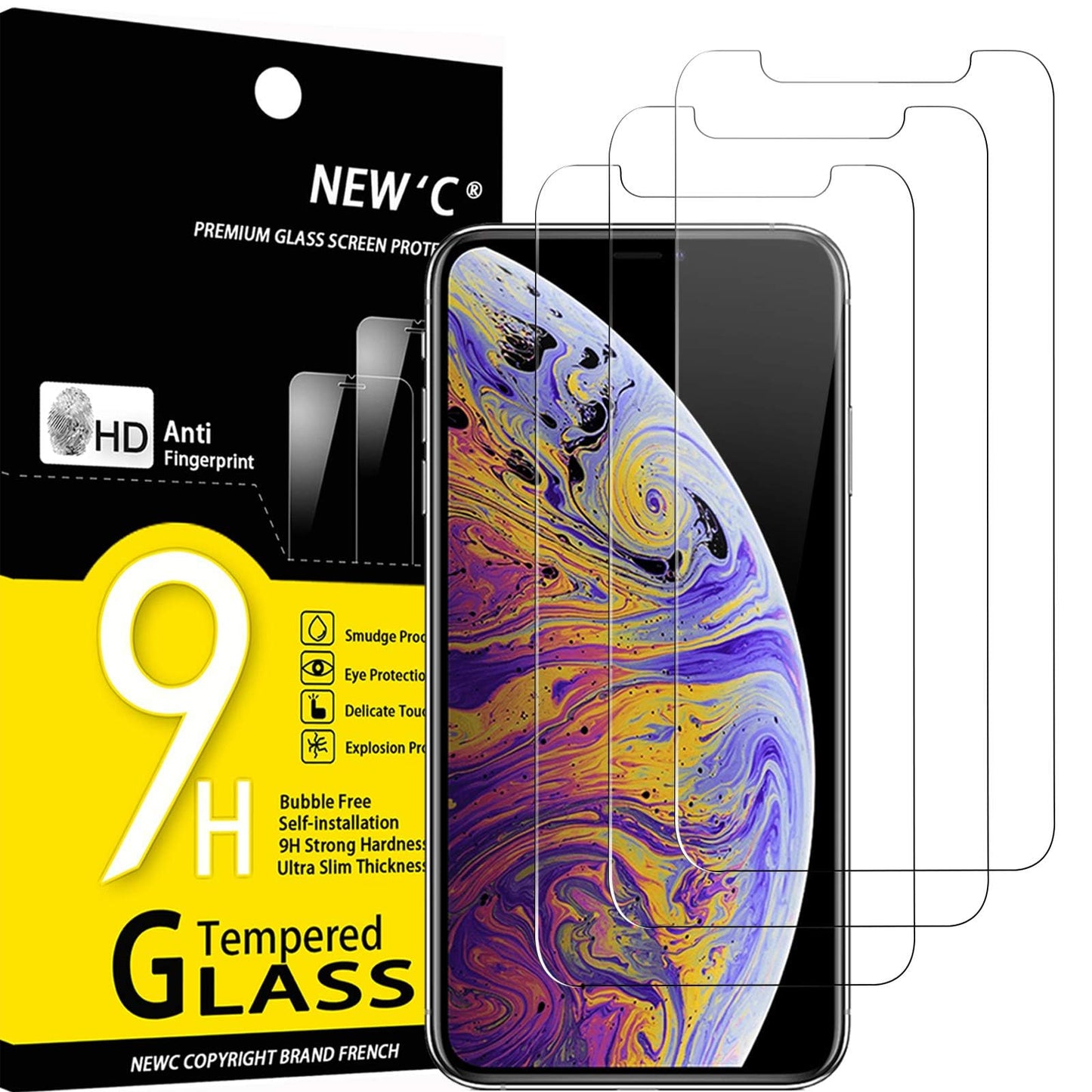NEW'C 3 Pack iPhone 11/XR Tempered Glass Protectors