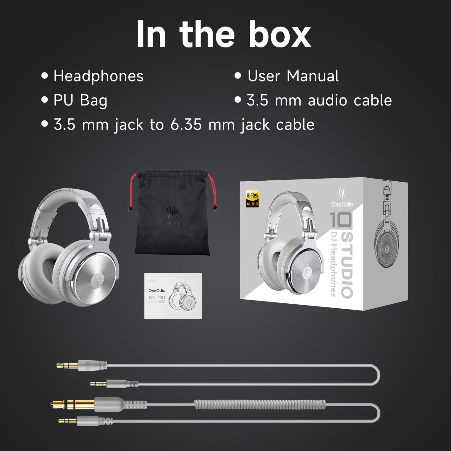 OneOdio Pro DJ Studio Over-Ear Headphones - Black