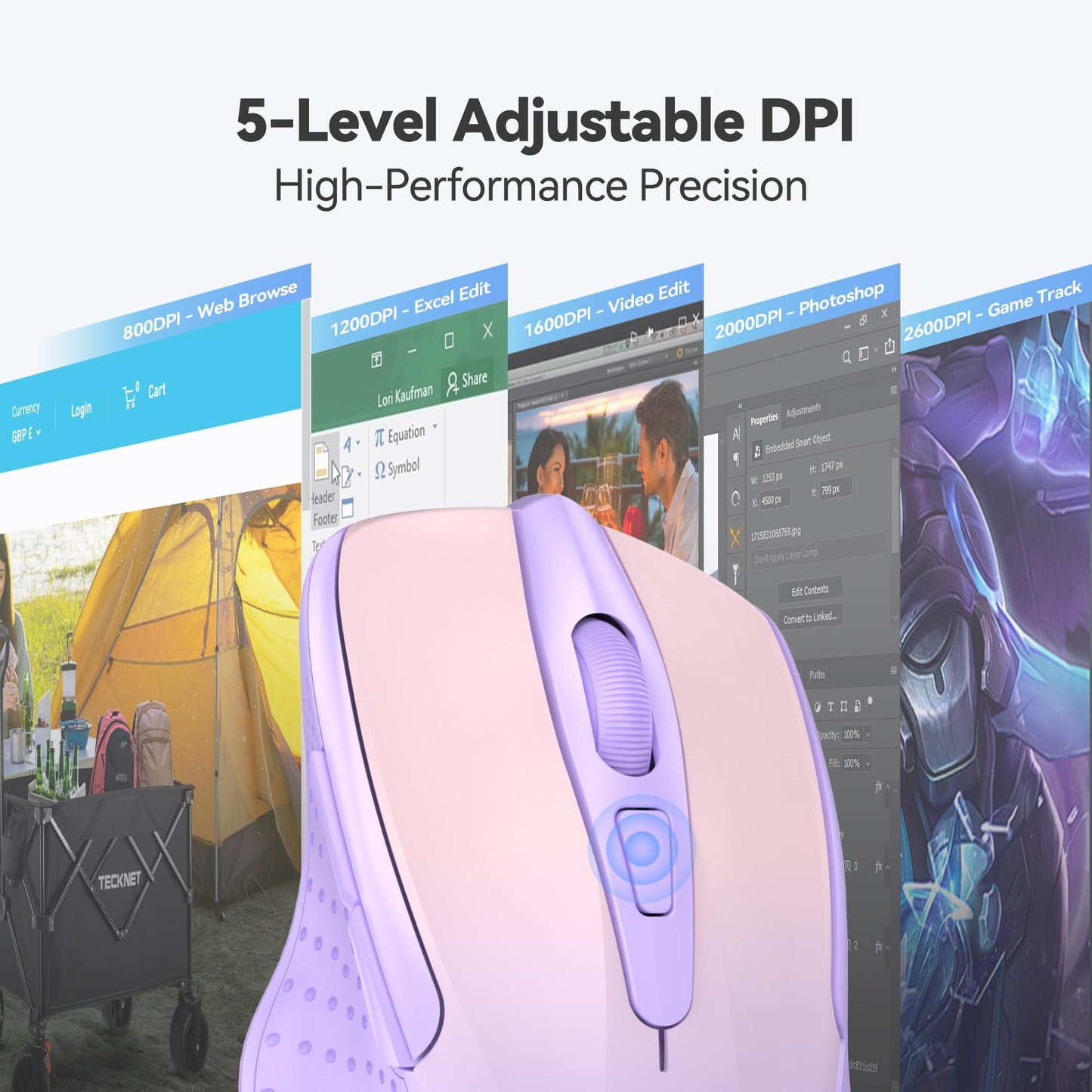 ErgoGlide Wireless: 6-Button, 2600 DPI, 24-Month Power