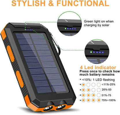 Solar Power Bank 20000mAh with 4 Cables & Flashlights