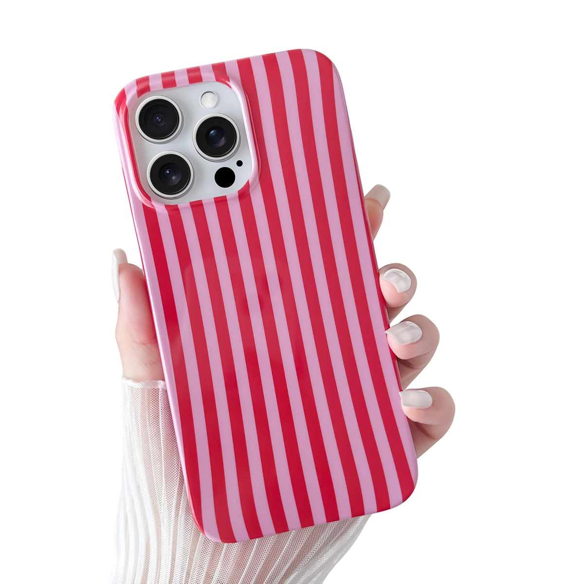 Yeddabox for iPhone 17 Pro Max Case Cute Striped Phone Case Soft TPU Slim Shockproof Phone Cover for Women Girls, Pink