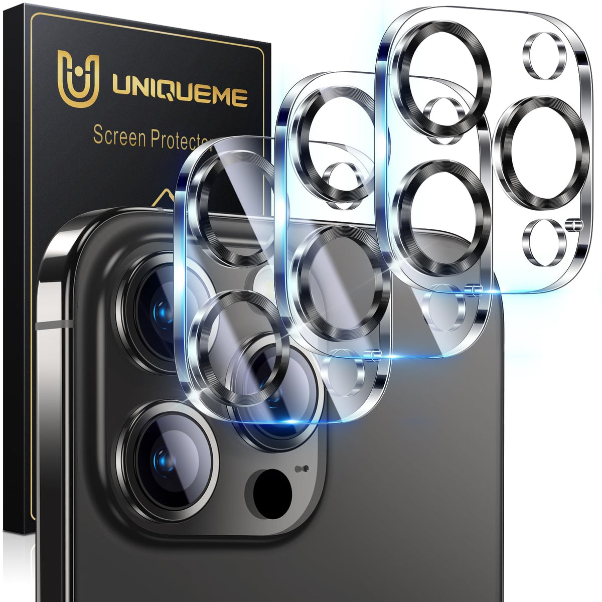 UniqueMe for 3 Pack iPhone 16 Pro/iPhone 16 Pro Max Camera Lens Protector