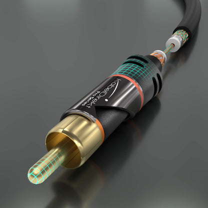 CableDirect – 3ft RCA/Phono Cable, 2 × 2 Plugs, Stereo Audio Cable, Practically Break-Proof & Flawless Sound Quality (coaxial, subwoofer/amp/HiFi & Home Cinema/Blu-ray, Analog & Digital)