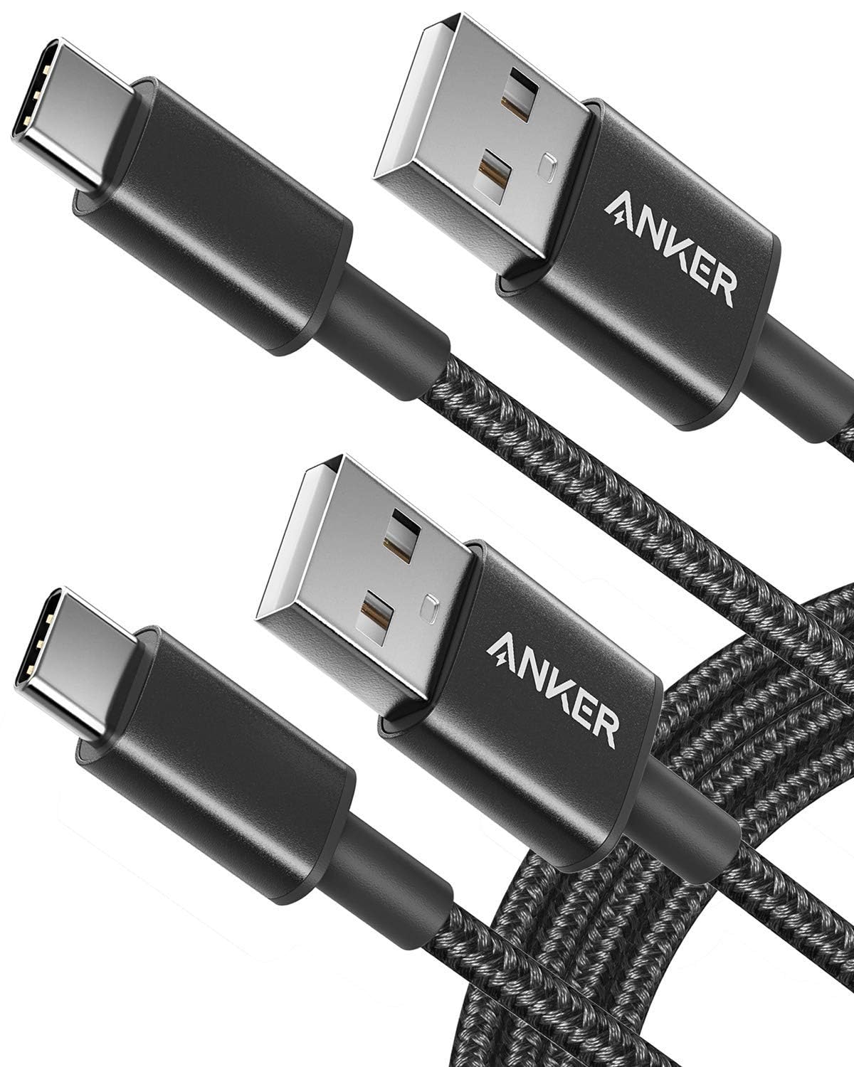 Anker Cable [2 Pack 3ft], USB A to USB C Cable for iPhone 17 Series,Samsung Galaxy S10 S10+, LG V30, Beats Fit Pro and More (Black).