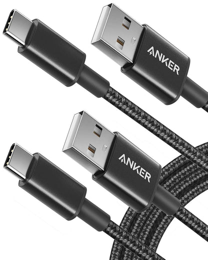 Anker Cable [2 Pack 3ft], USB A to USB C Cable for iPhone 17 Series,Samsung Galaxy S10 S10+, LG V30, Beats Fit Pro and More (Black).