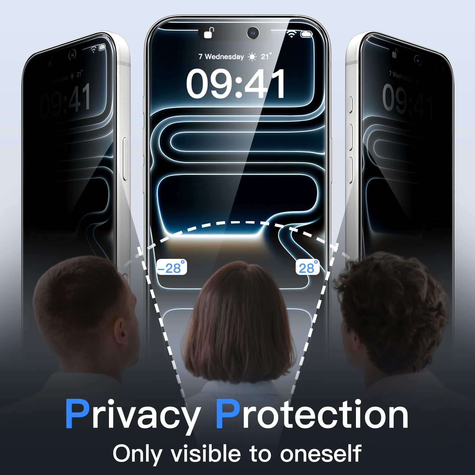 JETech Privacy Screen Protector for iPhone 15 6.1-Inch, Anti-Spy Tempered Glass Film with Easy Installation Tool, 2-Pack