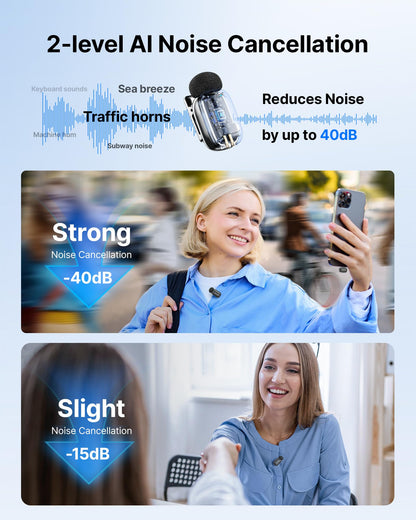 BOYA mini 2 Wireless Lavalier Microphones for iPhone 15/16/17 & Android, AI Noise Cancellation, App Control, 30H Battery Life with Charging Case, Lapel Microphone Wireless for Video Recording Vlogging
