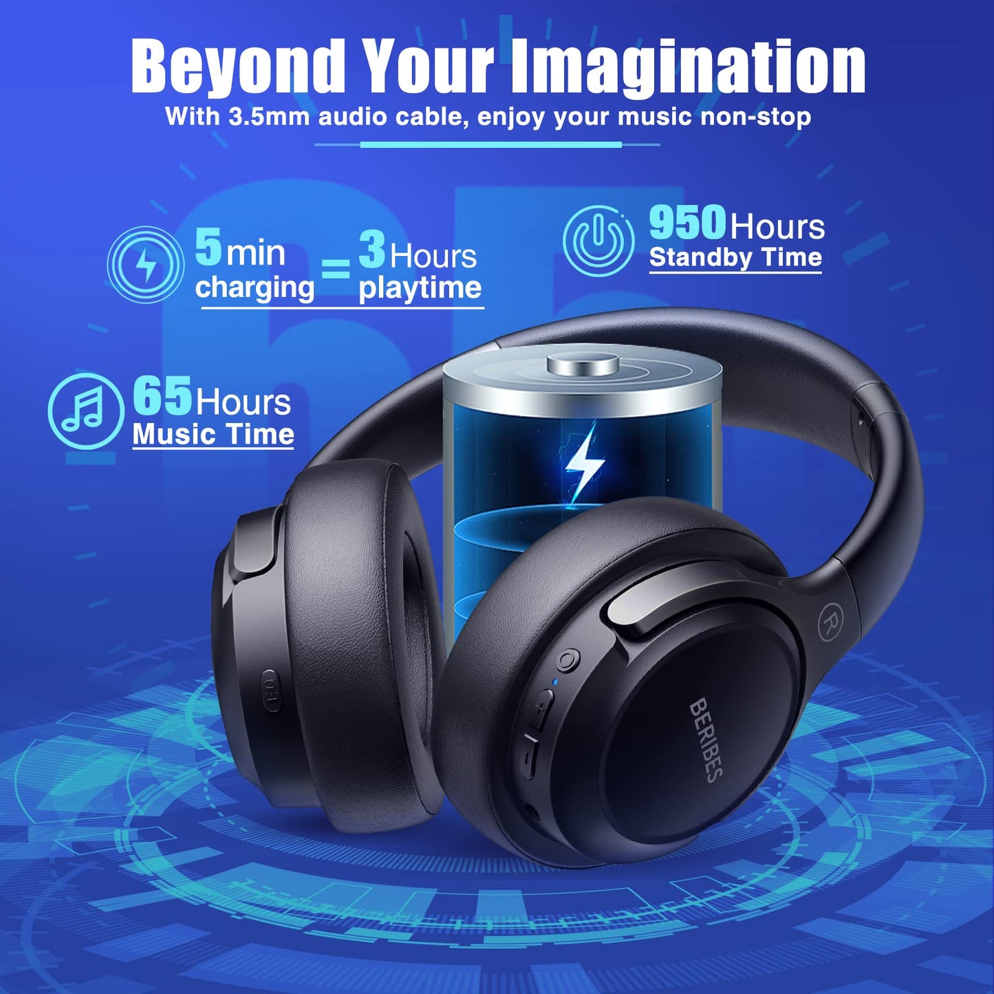 BERIBES 65H Bluetooth Over-Ear Headphones - Small Enterprise