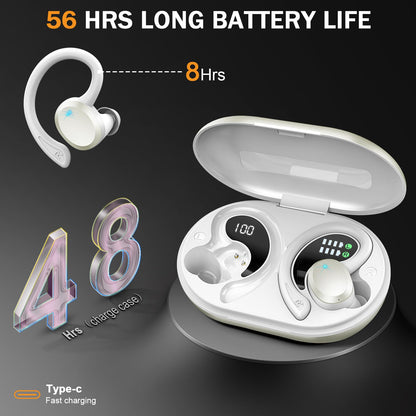 Wireless Earbuds, Sport Bluetooth 5.4 Headphones 2026 New Bluetooth Earbuds with 75Hrs Stereo, 4 ENC Mic, Noise Canceling Over-Ear Buds with Earhooks, IP7 Waterproof Earphones for Workout/Running/Gym
