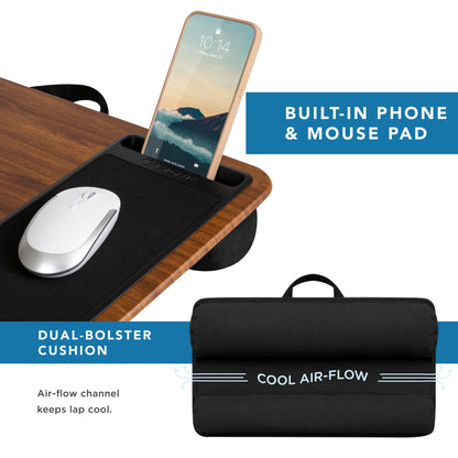 PinkComfort Lap Desk: Device Ledge & Phone Holder