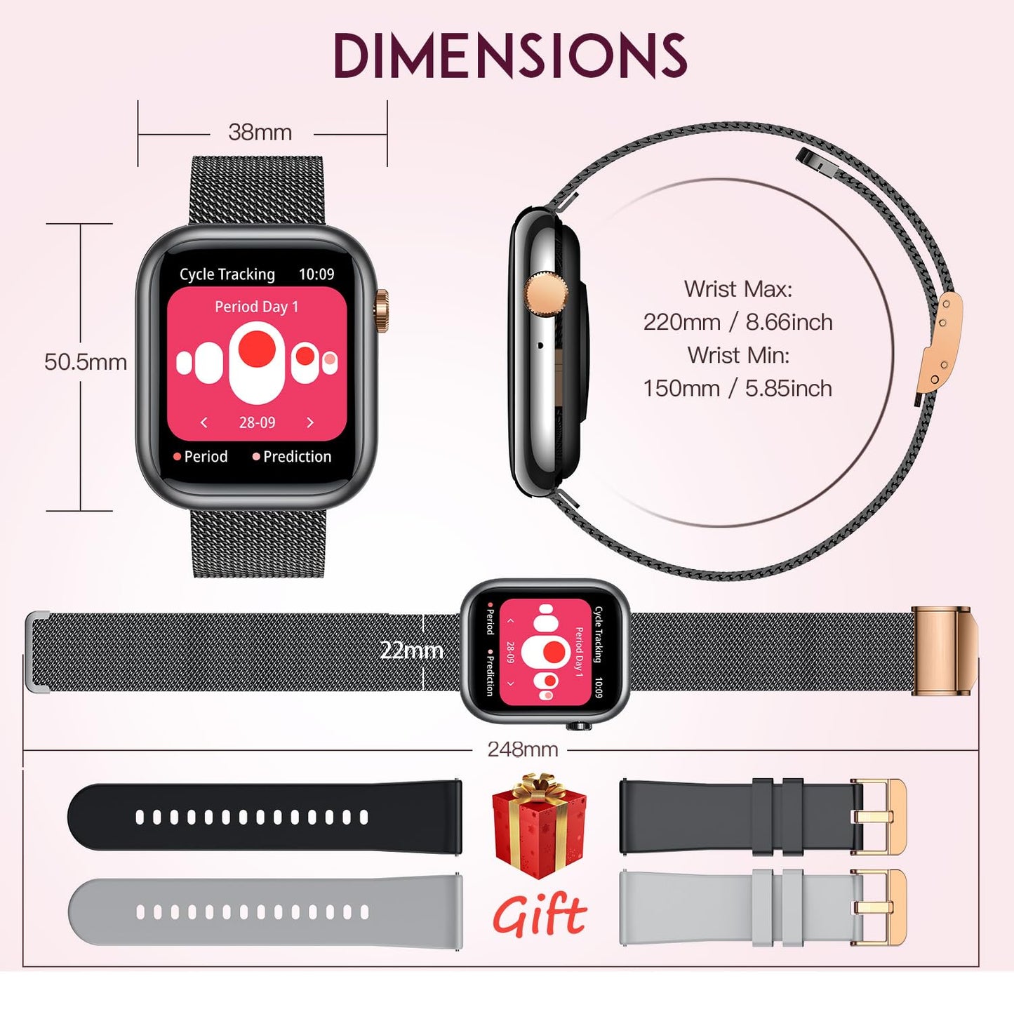 GoldFit Smartwatch: Women's Fitness Tracker & Caller - Small Enterprise