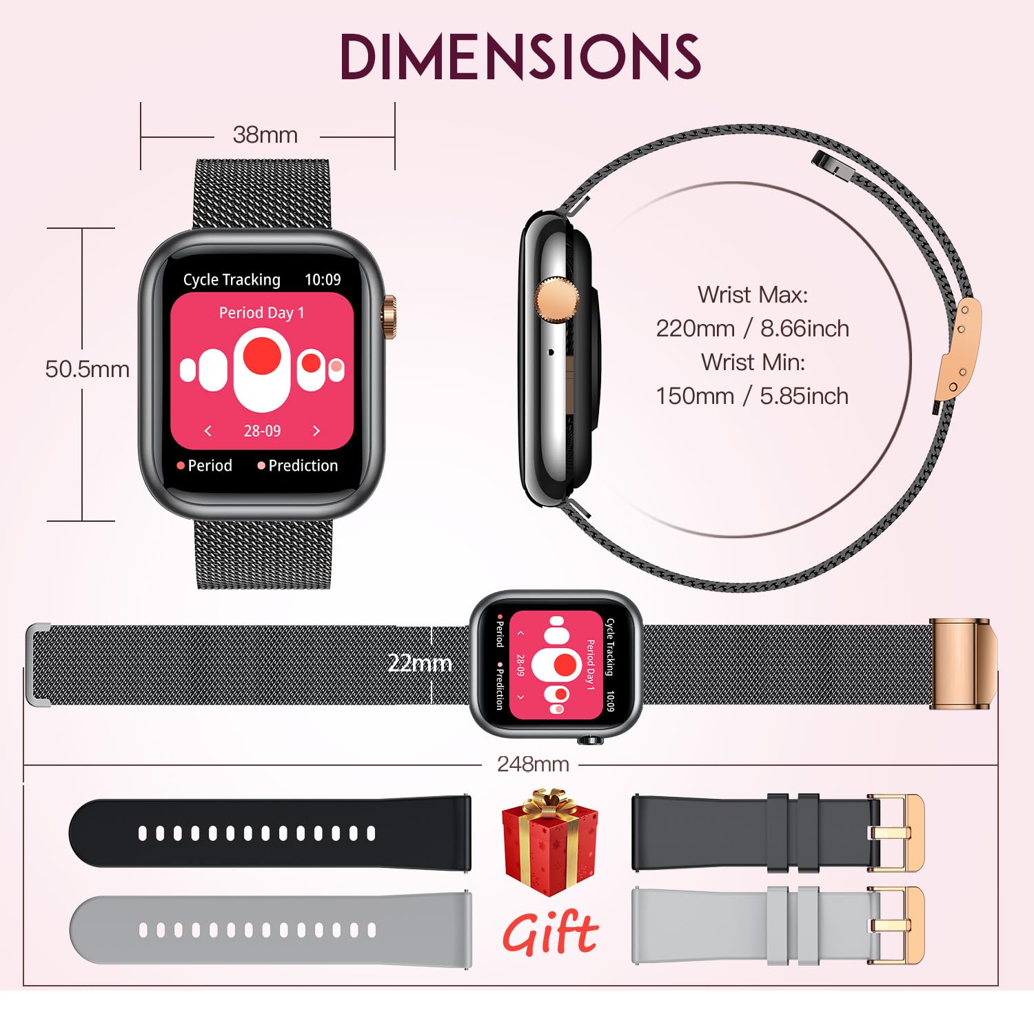 GoldFit Smartwatch: Women's Fitness Tracker & Caller - Small Enterprise