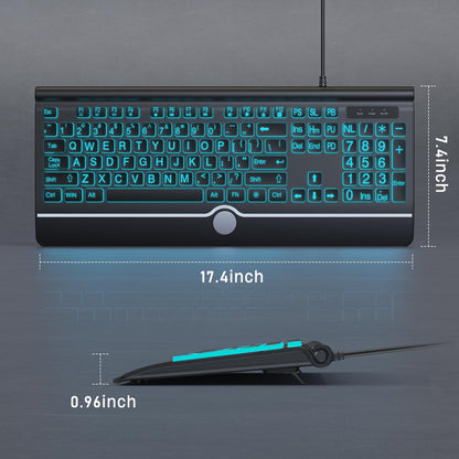 GlowType: Large Print 7-Color Backlit Keyboard