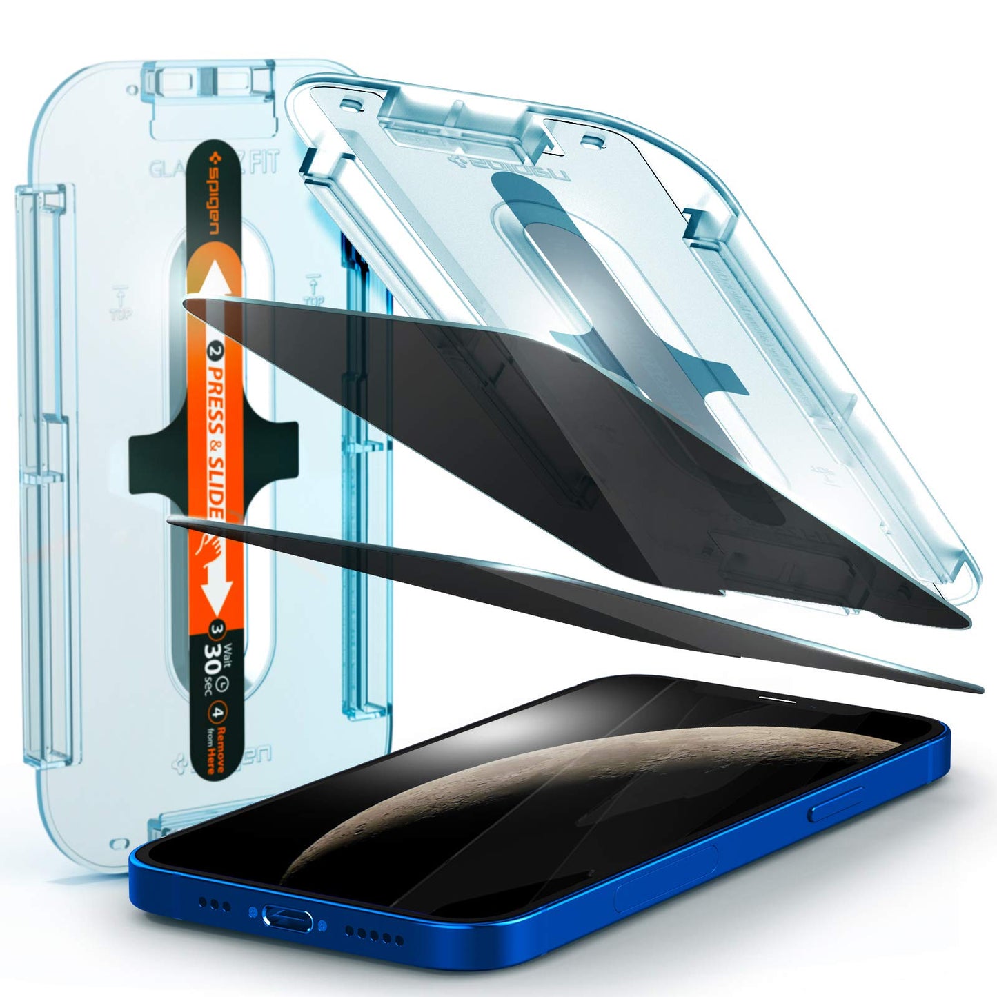 Spigen AluminaCore Tempered Glass Screen Protector [Glas.tR EZ Fit - Privacy] designed for iPhone 17 Pro | iPhone 17 | iPhone 16 Pro [2 Pack] 9H+ Hardness, Aluminum-Enhanced Durability | Tempered Glass, Privacy