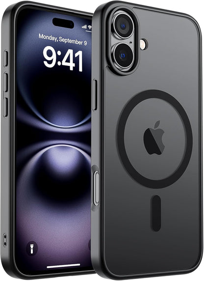 SUPFINE Magnetic for iPhone SE Case 2022 (3rd)/2020 (2nd), iPhone 8 Case (Compatible with MagSafe) (Military Grade Drop Protection) Translucent Matte Phone Cover,Black