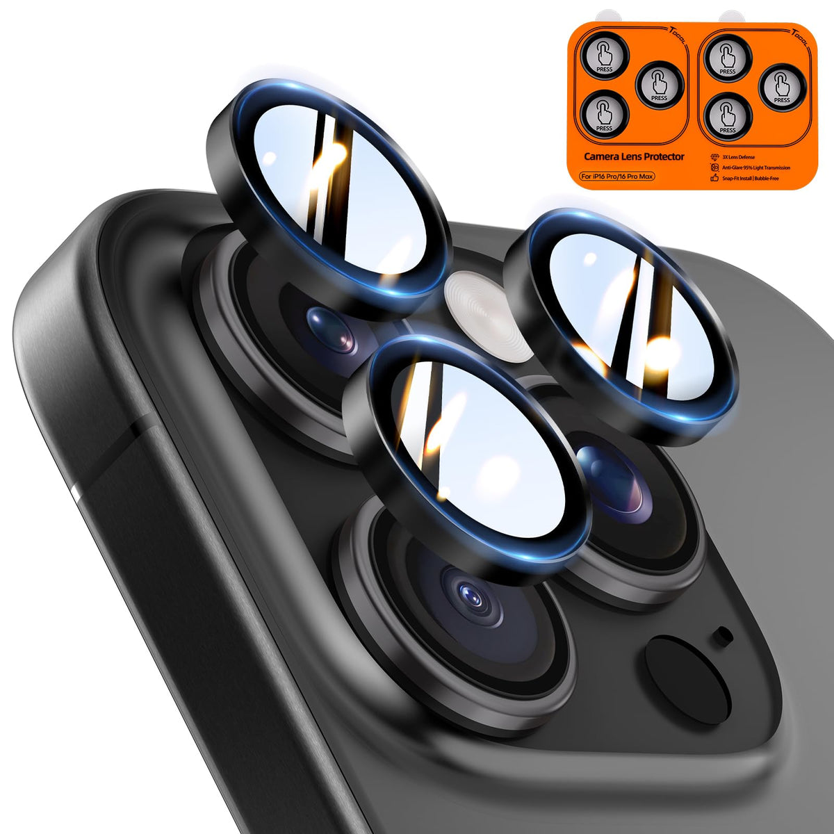 TOCOL Camera Lens Protector for iPhone 17 Tempered Glass HD Individual Scratch Resistant Camera Cover Accessories Case Friendly 2 Pack（Clear）