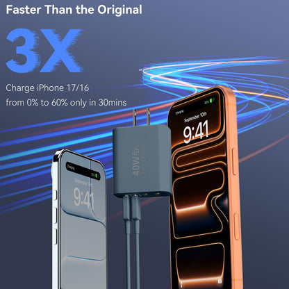 USB C Wall Charger Block, 40W USB Type C iPhone Charger Fast Charging Block