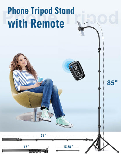 Nineigh 85 Gooseneck Phone Tripod with Remote