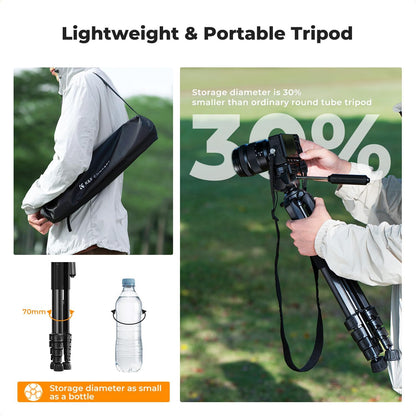 K&F CONCEPT 75 Portable Camera Tripod, Black
