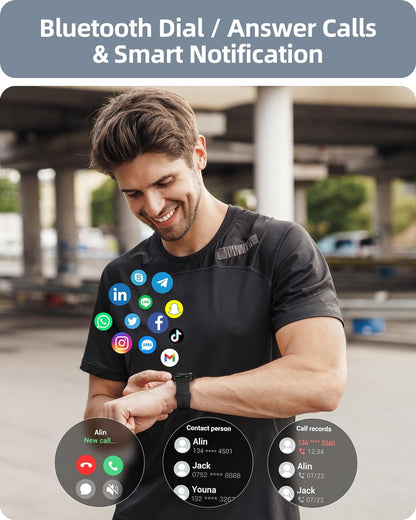 Smart Watch for Men Women(Answer/Make Calls), HD Screen Fitness Tracker IP68 Waterproof 100+ Sport Modes, Heart Rate Sleep Monitor, Pedometer, Smartwatch for Android Phones/Iphone Compatible