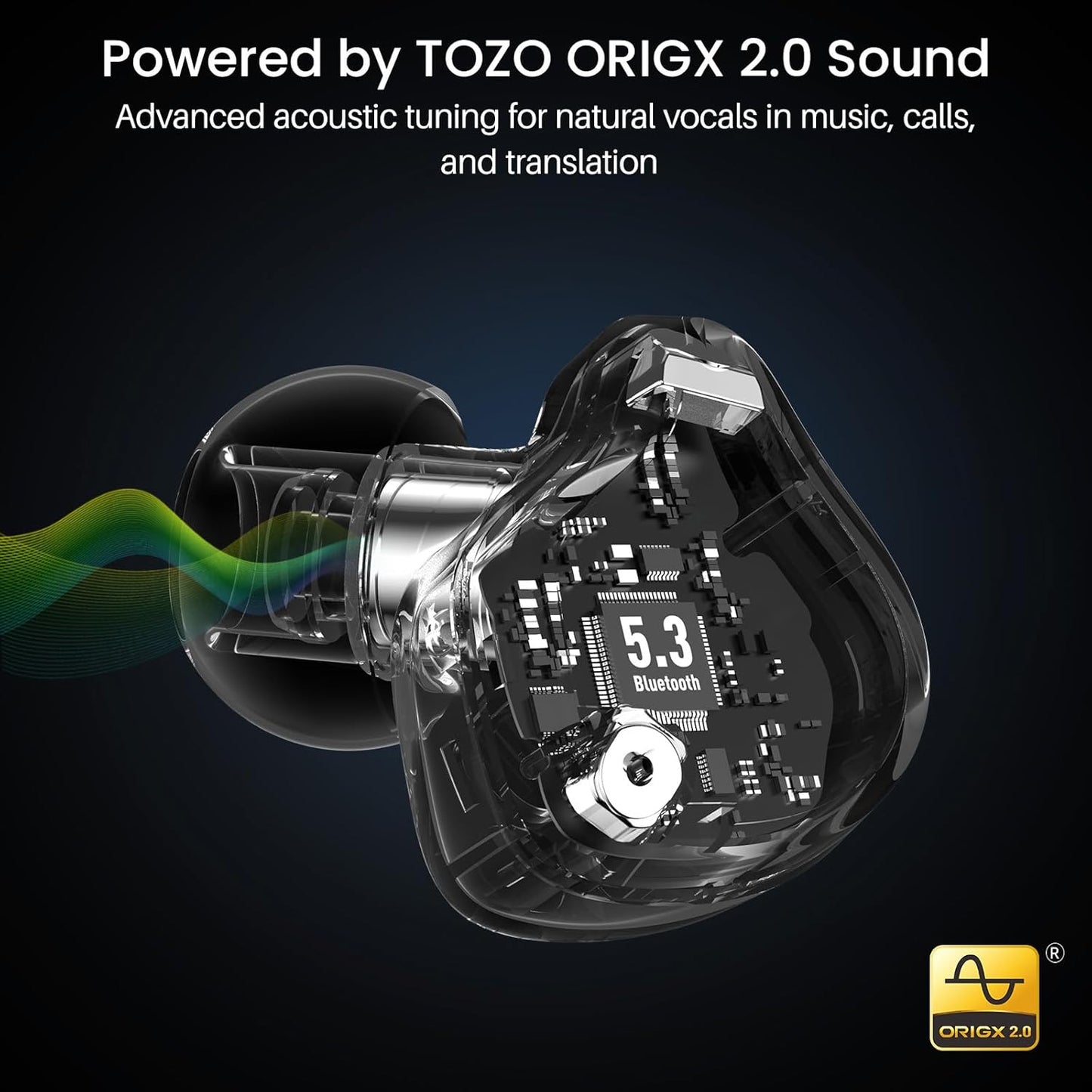 TOZO T18 Wireless Earbuds Bluetooth Headphones 5.3, IPX8 Waterproof Ear Buds, 4 Mic Clear Call Long Playtime with LED Digital Display Charging Case, Stereo Bass Sound 32 Customized EQ via APP