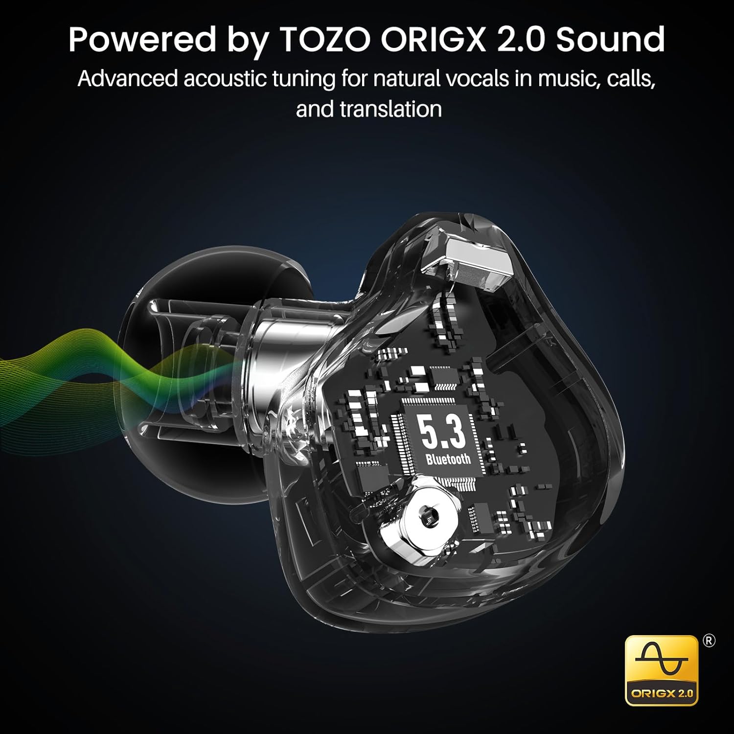TOZO T18 Wireless Earbuds Bluetooth Headphones 5.3, IPX8 Waterproof Ear Buds, 4 Mic Clear Call Long Playtime with LED Digital Display Charging Case, Stereo Bass Sound 32 Customized EQ via APP