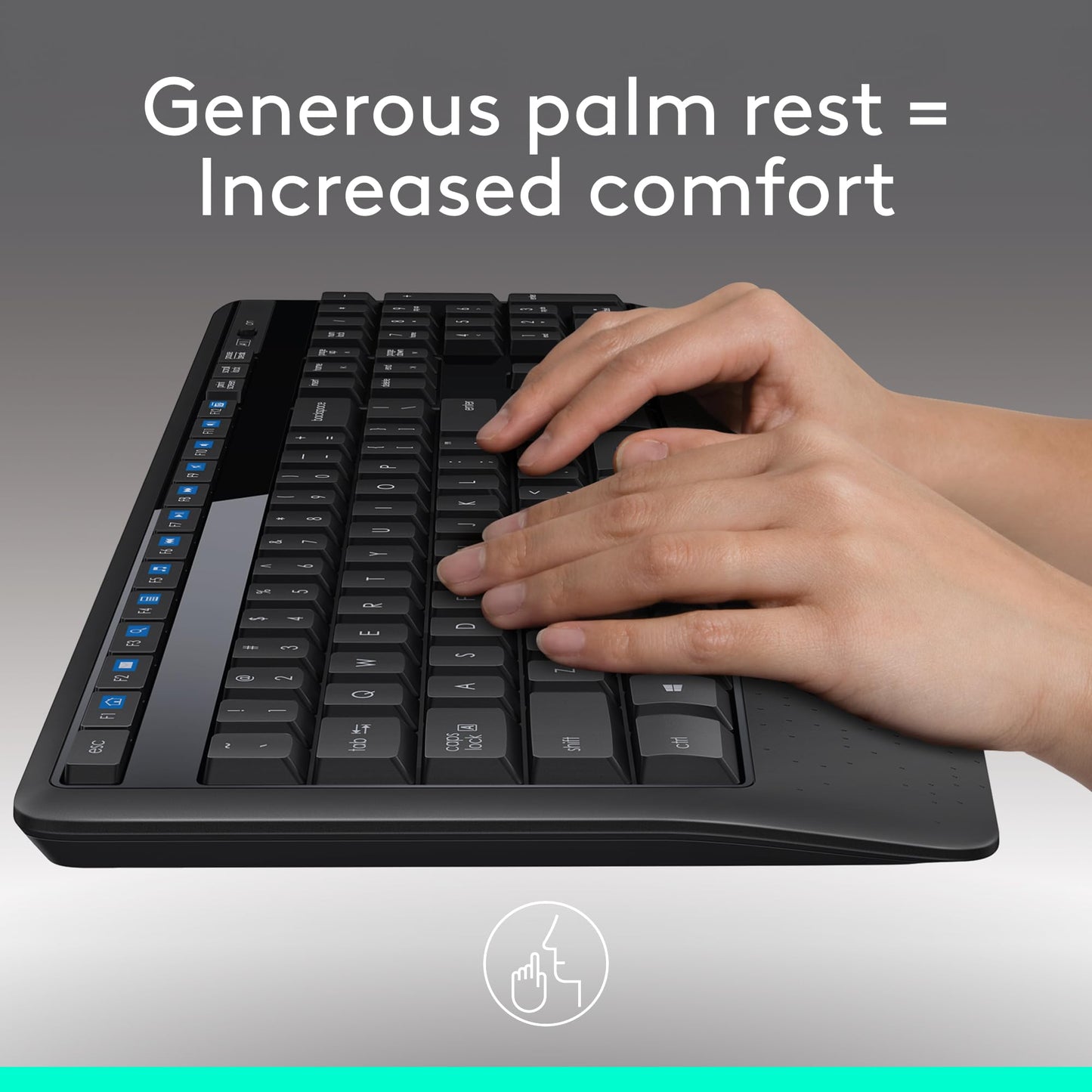 LogiKey K345: Full-Size Wireless Keyboard w/ Palm Rest