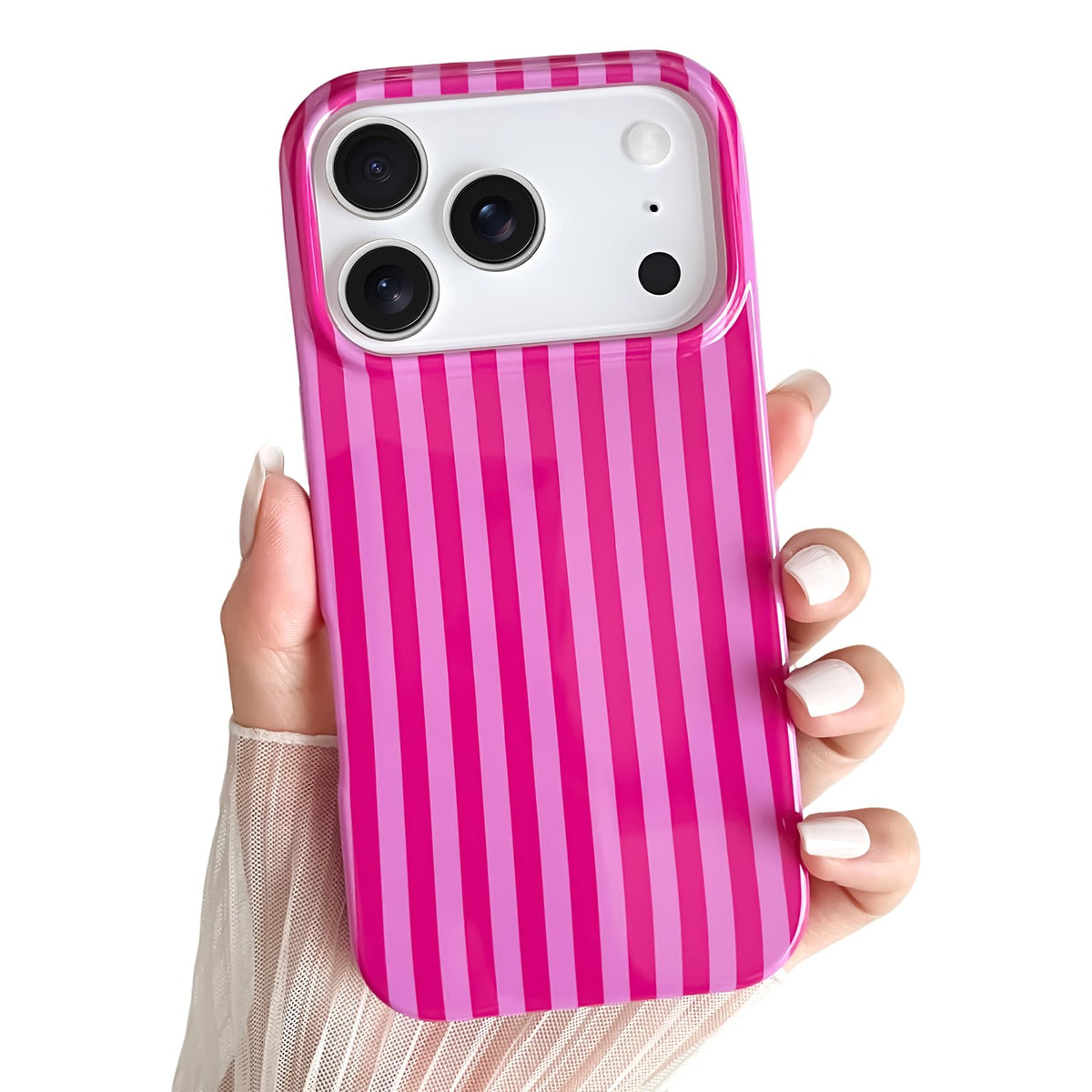 Yeddabox for iPhone 17 Pro Max Case Cute Striped Phone Case Soft TPU Slim Shockproof Phone Cover for Women Girls, Pink