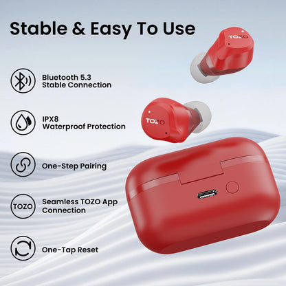 TOZO NC9 Hybrid Active Noise Cancelling Wireless Earbuds, 6 Mics ENC Clear Call, IPX8 Waterproof, in Ear Bluetooth 5.3 Headphones Stereo Bass Ear Buds 60H Playtime with LED Display 32 EQs via APP