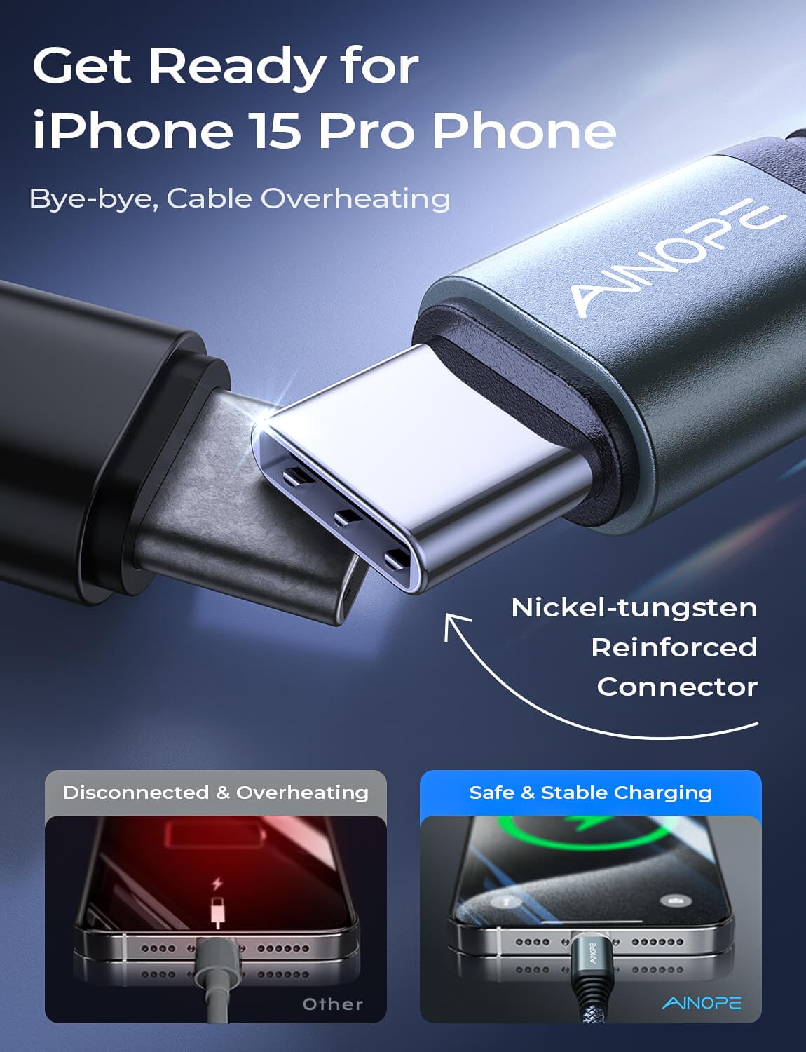 AINOPE 10FT Fast Charge USB C Cable & Adapter - Small Enterprise