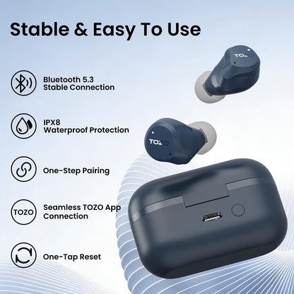 TOZO NC9 Hybrid Active Noise Cancelling Wireless Earbuds, 6 Mics ENC Clear Call, IPX8 Waterproof, in Ear Bluetooth 5.3 Headphones Stereo Bass Ear Buds 60H Playtime with LED Display 32 EQs via APP