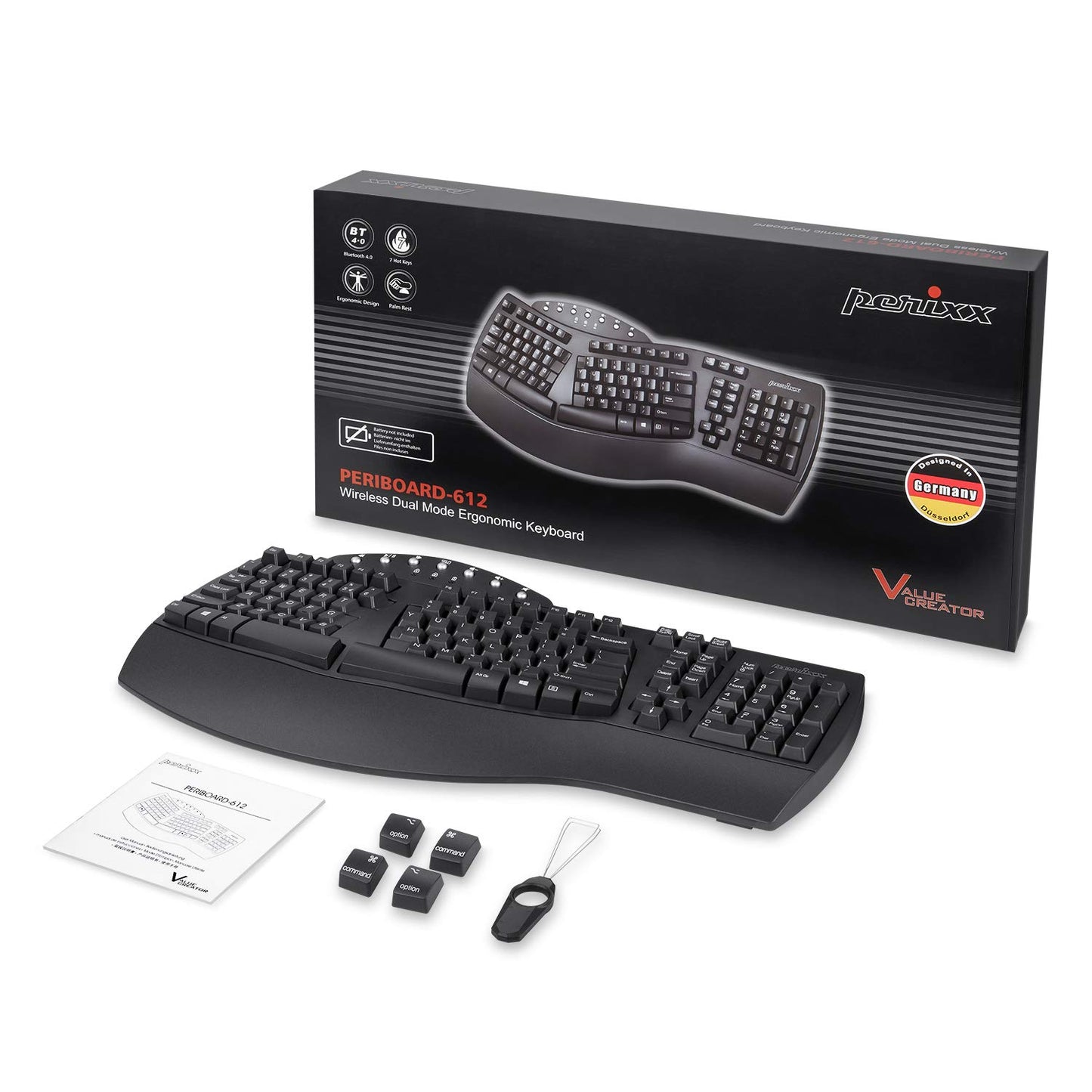 PeriSplit Ergonomic Keyboard with Wrist Rest - Black