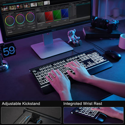 GlowType: Large Print 7-Color Backlit Keyboard