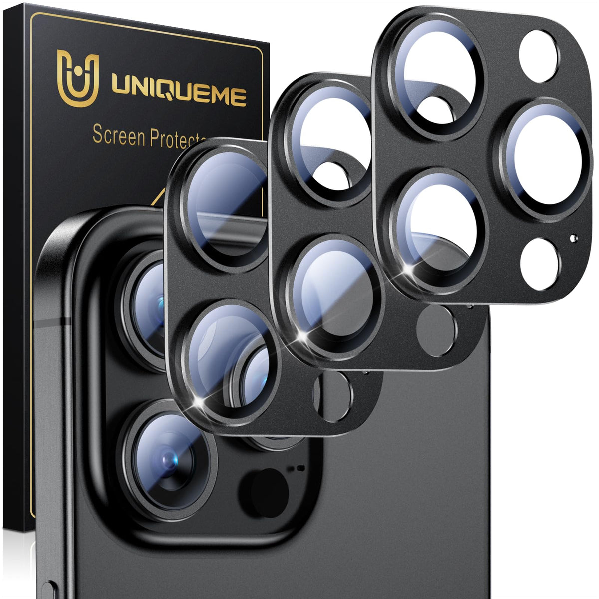 UniqueMe for 3 Pack iPhone 16 Pro/iPhone 16 Pro Max Camera Lens Protector