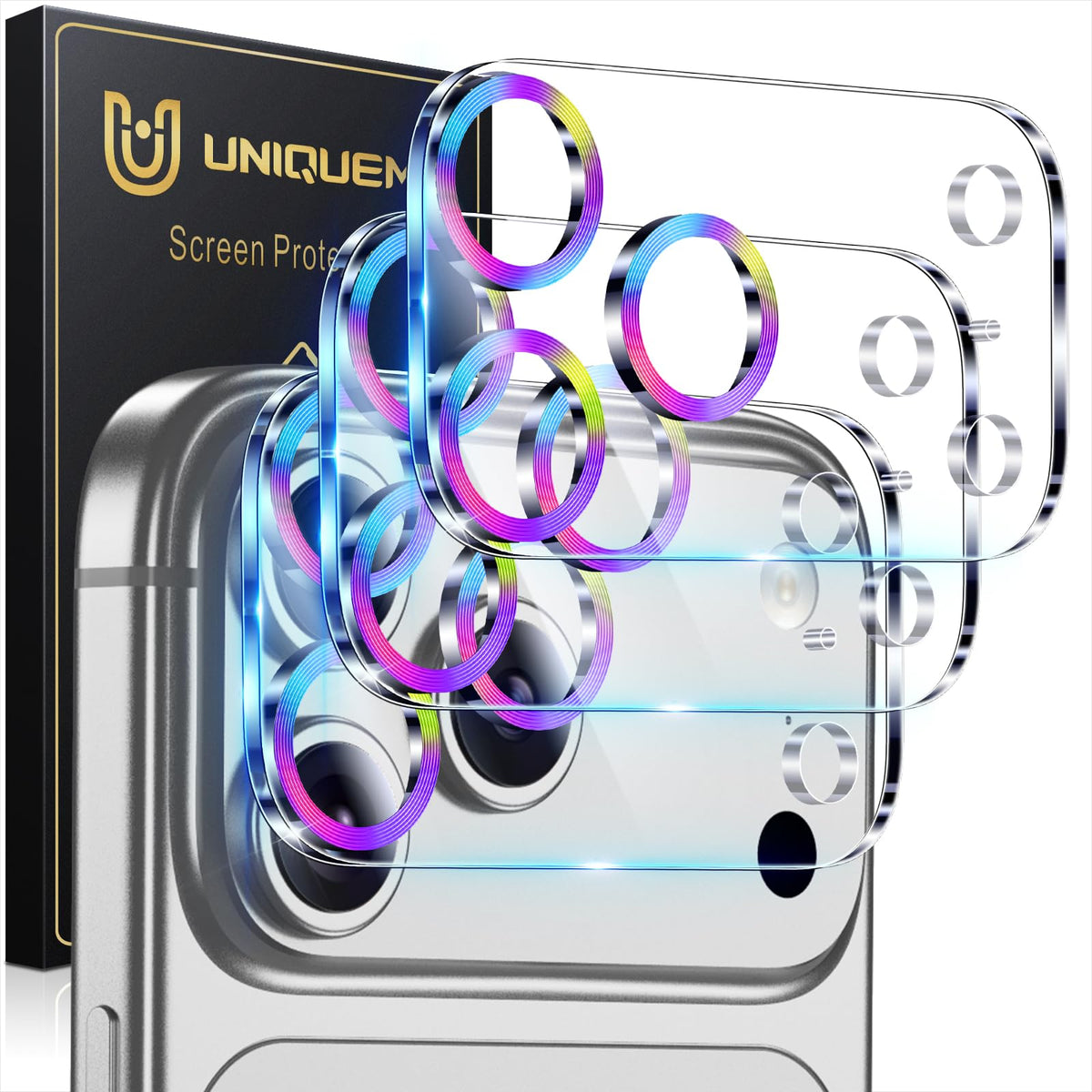 UniqueMe for 3 Pack iPhone 16 Pro/iPhone 16 Pro Max Camera Lens Protector