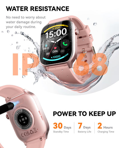 CallFit Tracker: IP68 Smartwatch (Pink) - Small Enterprise