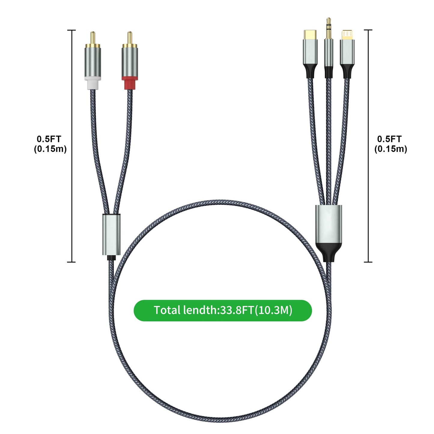 TriConnect Audio Cable: 3-in-1 Lightning/RCA/USB-C