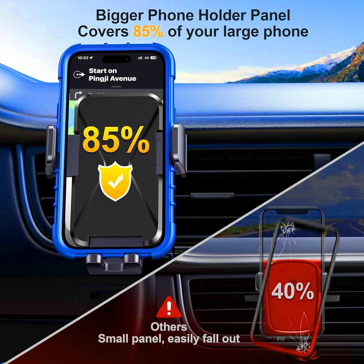 Qifutan Cell Phone Holder for Car Mount Car Vent Phone Mount, 360° Rotatable, Hands-Free Air Vent Holder for iPhone Smartphones Camera Mounts(4-7 Inch)