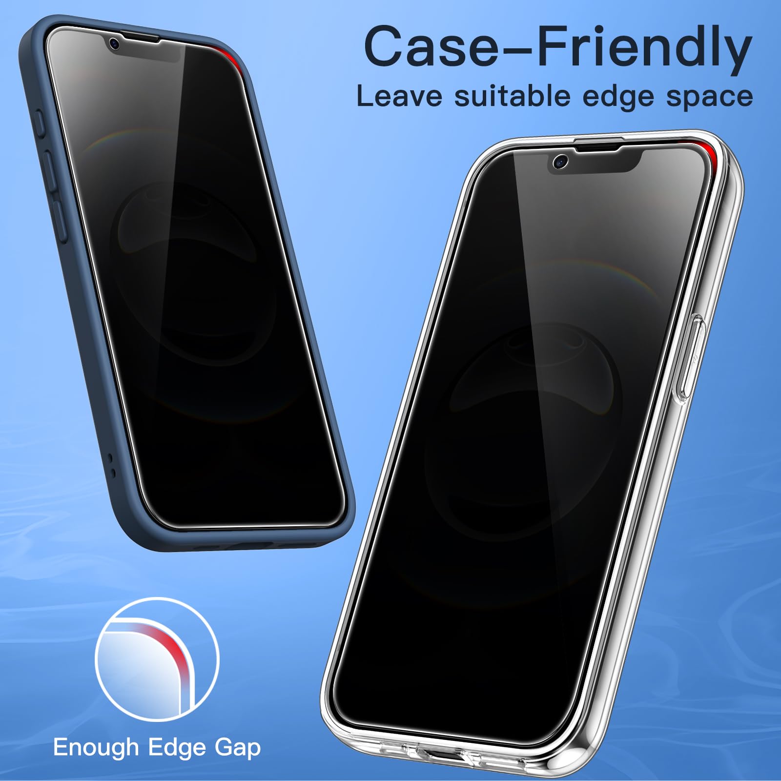 JETech Privacy Screen Protector for iPhone 15 6.1-Inch, Anti-Spy Tempered Glass Film with Easy Installation Tool, 2-Pack
