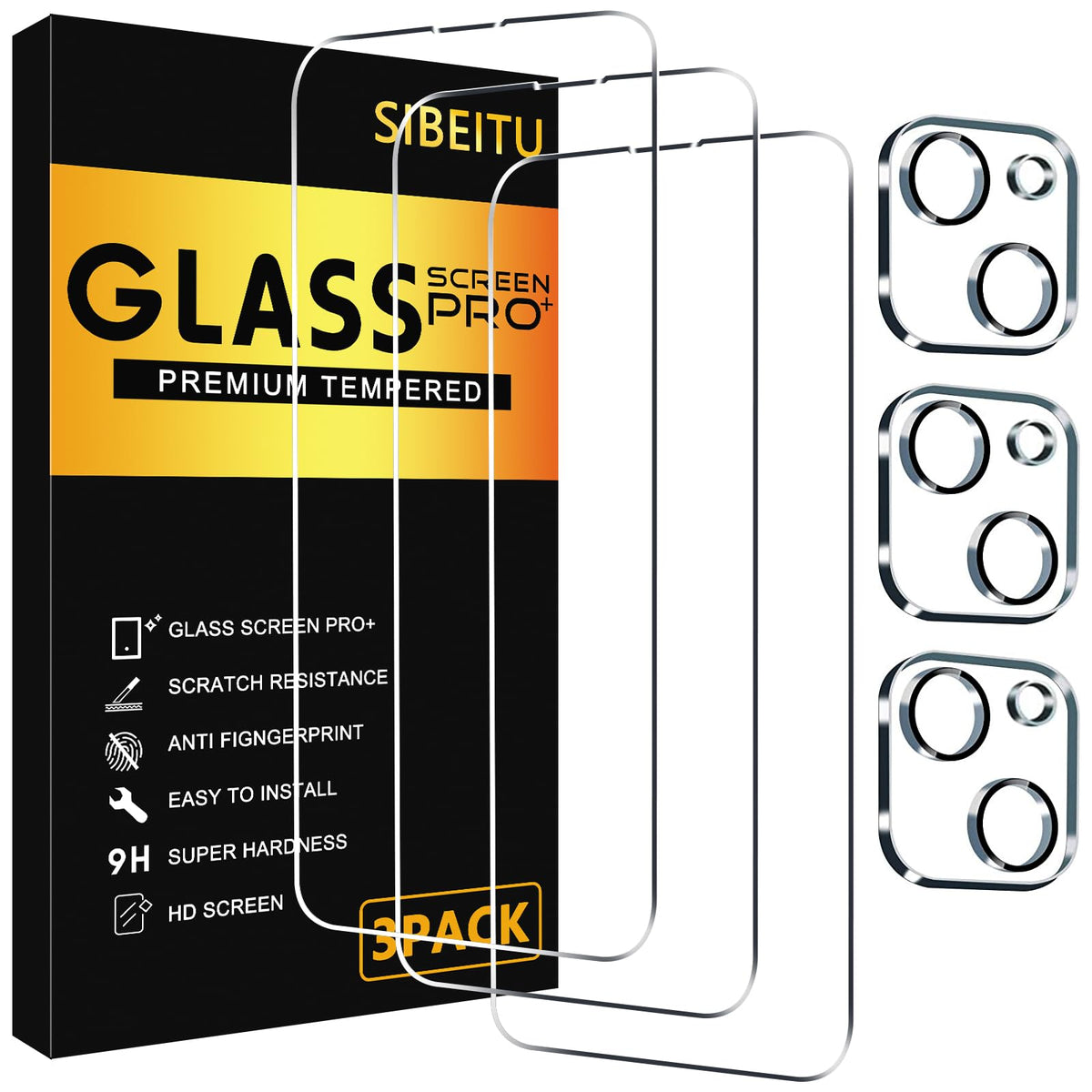 SIBEITU 3+3 Pack Screen Protector for iPhone 17 6.3 Inch Tempered Glass