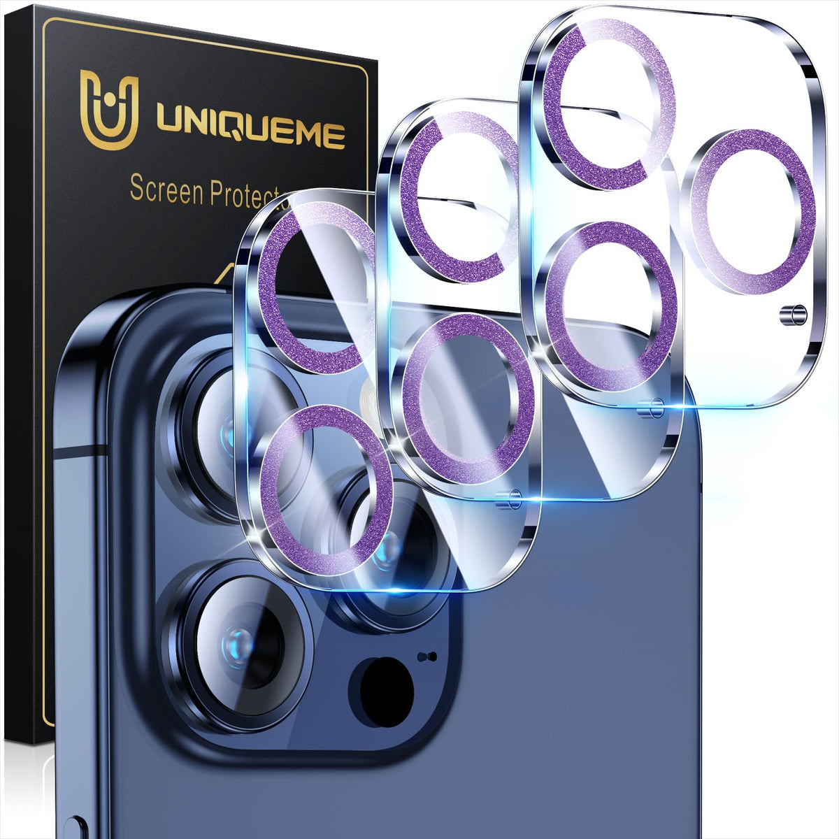 UniqueMe for 3 Pack iPhone 16 Pro/iPhone 16 Pro Max Camera Lens Protector