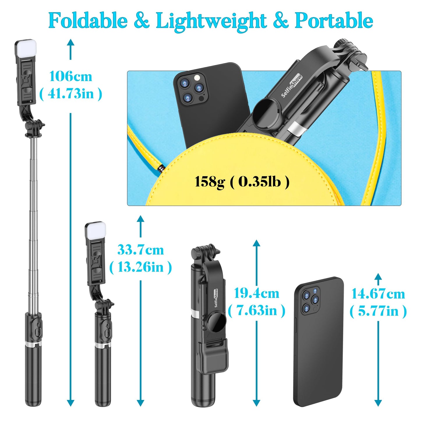 SelfieStickPro 41 with wireless remote and tripod stand for all phone models. - Small Enterprise