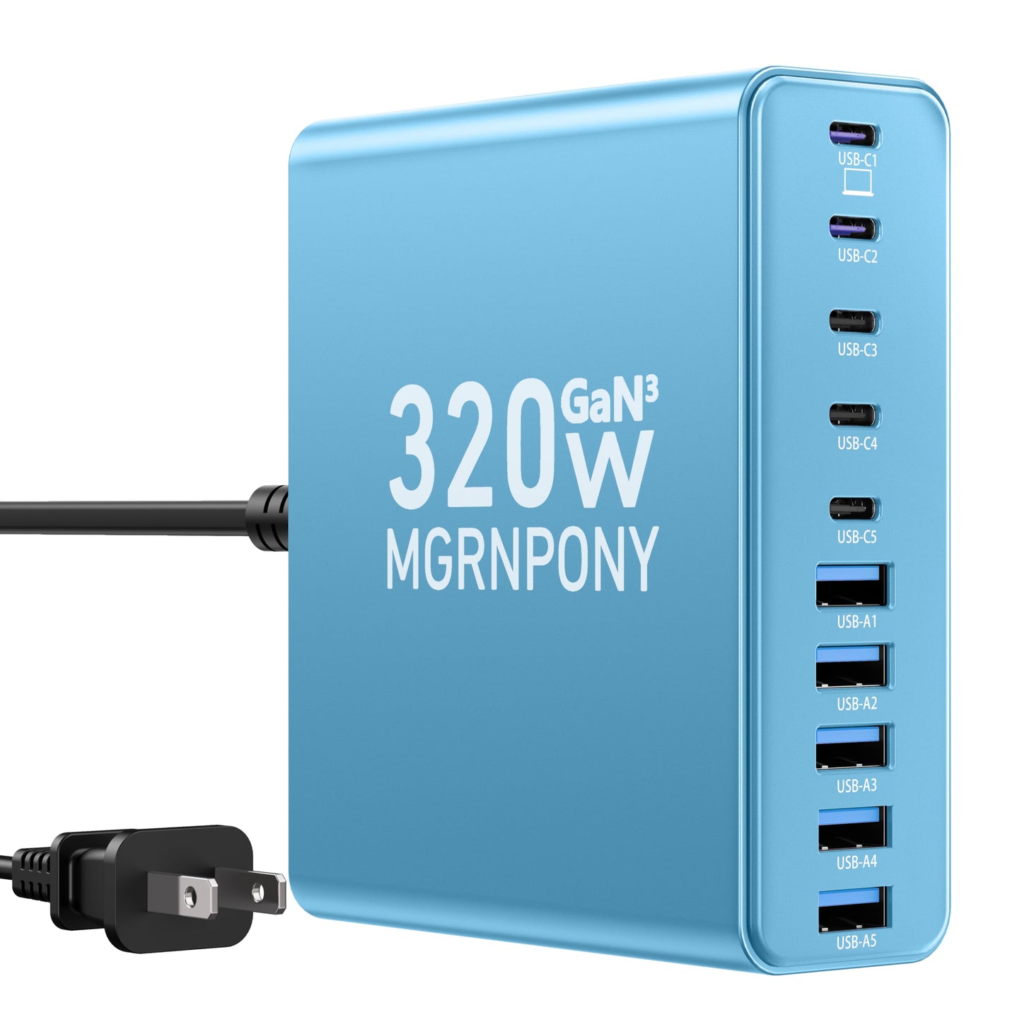 PowerHub 320: High-Speed 10-Port USB-C Charger