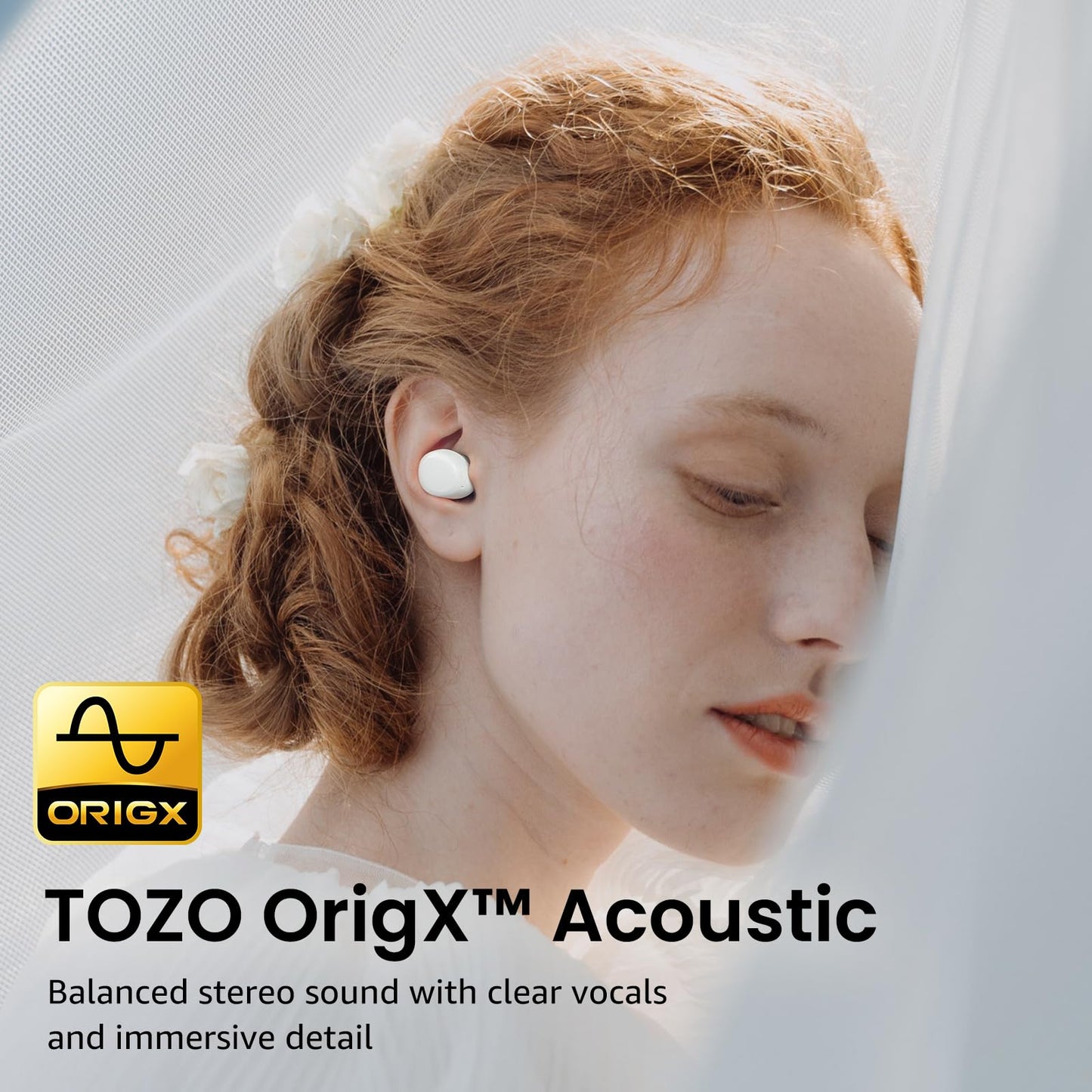 TOZO A1 Wireless Earbuds Bluetooth 5.3 Light Weight in Ear IPX5 Waterproof Headphones 2 Mic for AI Calls, Immersive Premium Sound Bass Headset with Charging Case, 32 Presets EQ Customization via App