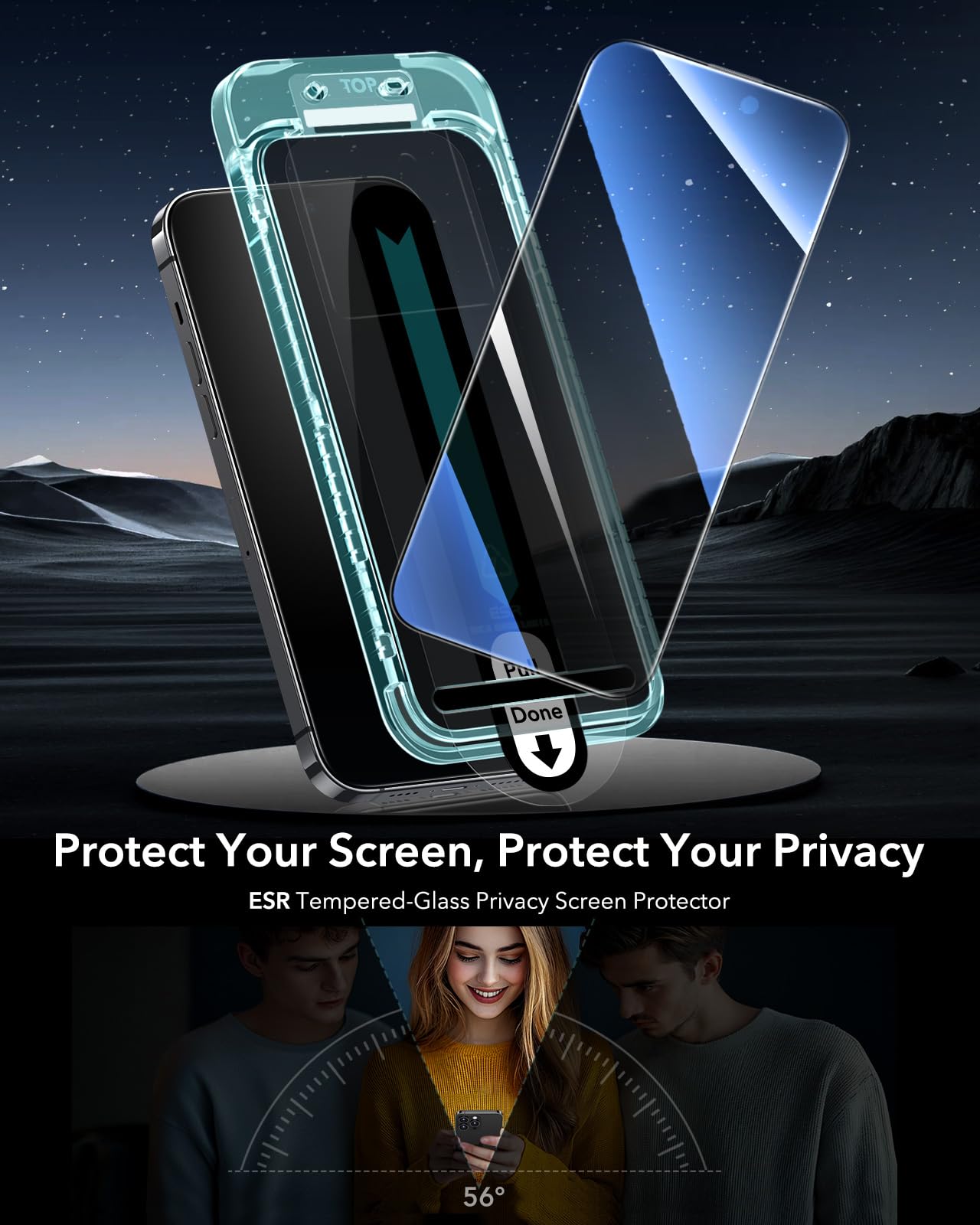 ESR 3 Pack for iPhone 17e/iPhone 16e/iPhone 14/iPhone 13/iPhone 13 Pro Privacy Screen Protector, Anti-spy Tempered-Glass Privacy Screen Protector with Flawless Fit Tray