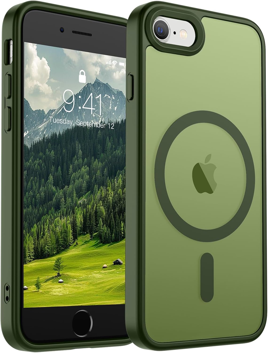 SUPFINE Magnetic for iPhone SE Case 2022 (3rd)/2020 (2nd), iPhone 8 Case (Compatible with MagSafe) (Military Grade Drop Protection) Translucent Matte Phone Cover,Black