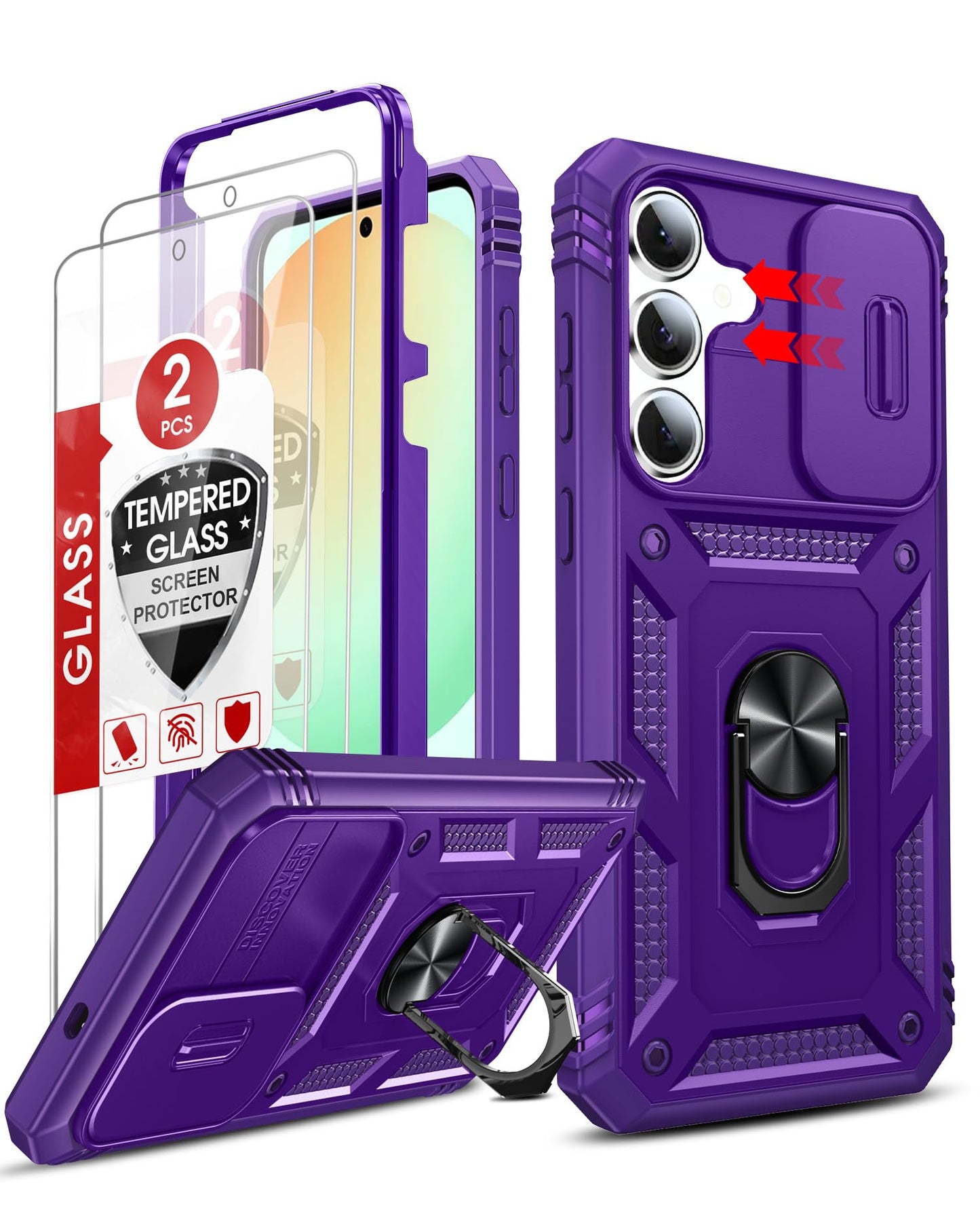 LeYi Samsung S25 FE Case with Camera Cover & Stand