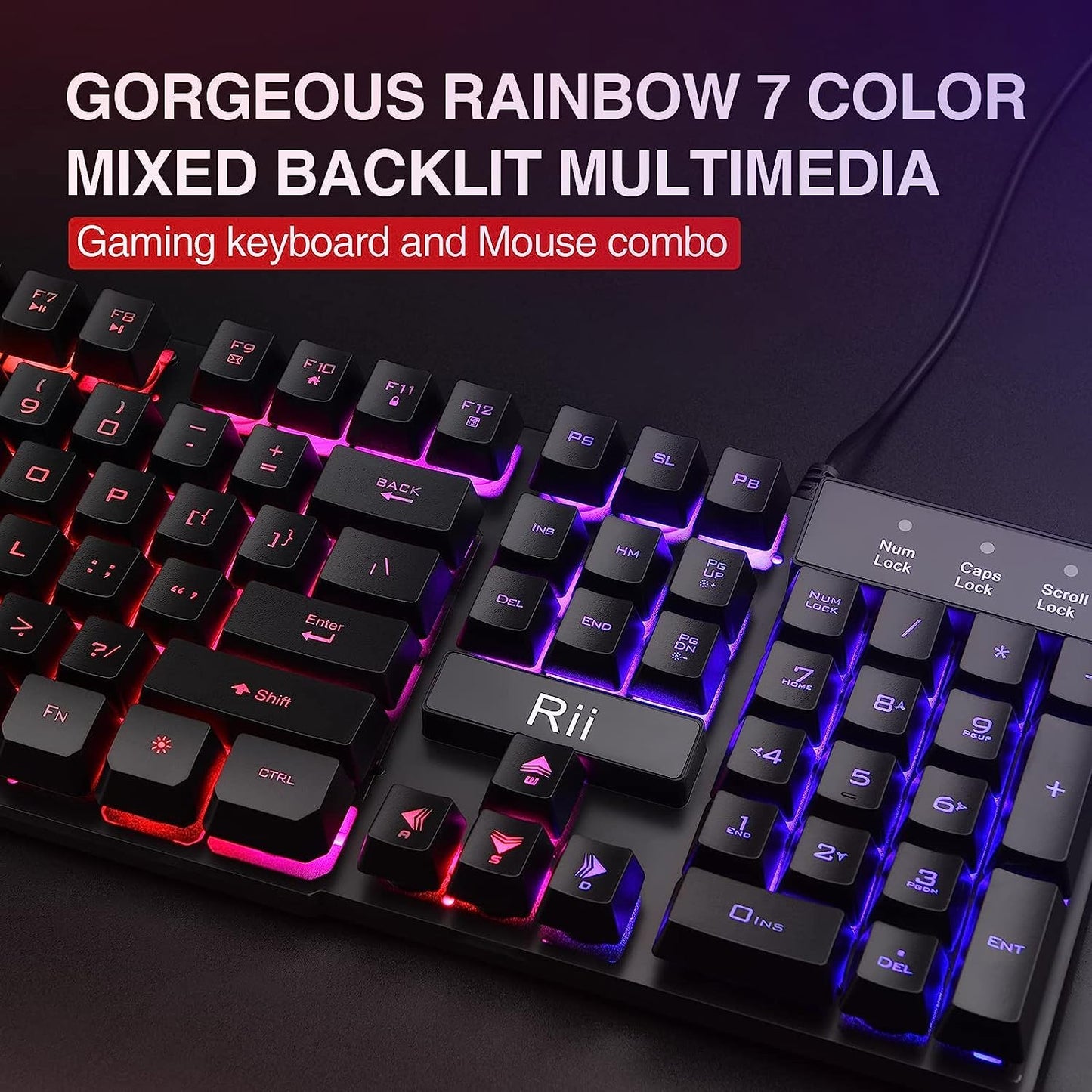 Rii ProGlow Keyboard & Mouse Set - Dynamic LED Edition